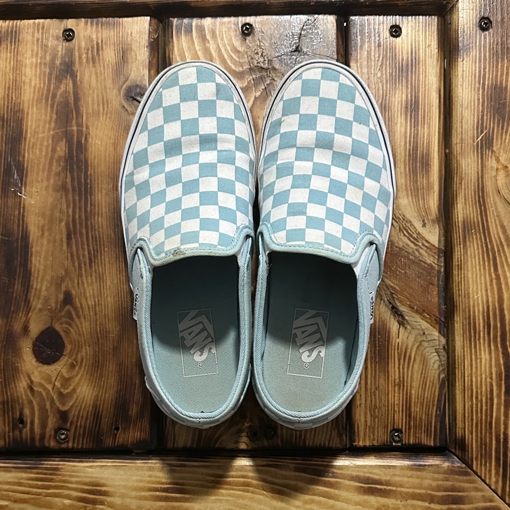 Vans Blue and White Checkerboard Sneakers